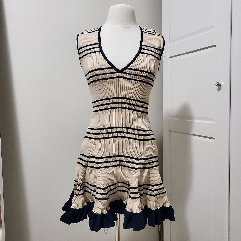 Alice McCall Frenchie Striped Metallic Ribbed-knit Mini Dress US4